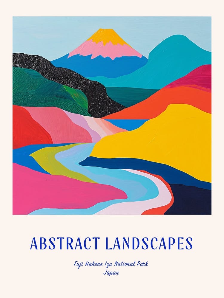 Colourful Abstract Fuji Hakone Izu National Park Japan 3 Poster Blue