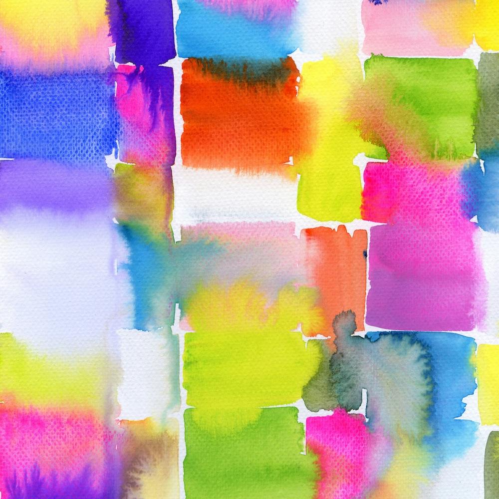 Abstract Watercolor Painting with Splashes
