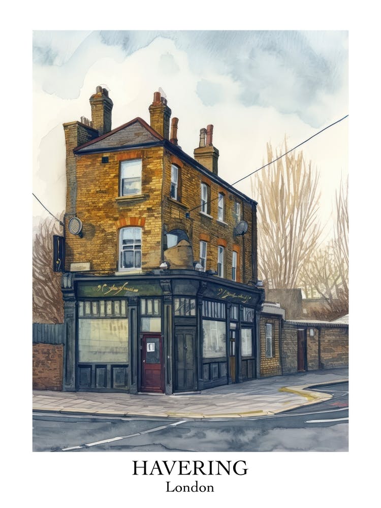 Havering London Borough   Street Watercolour 3 Poster