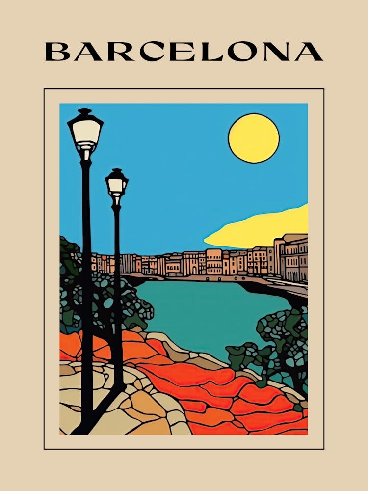 Minimal Design Style Of Barcelona, Spain 3 Poster
