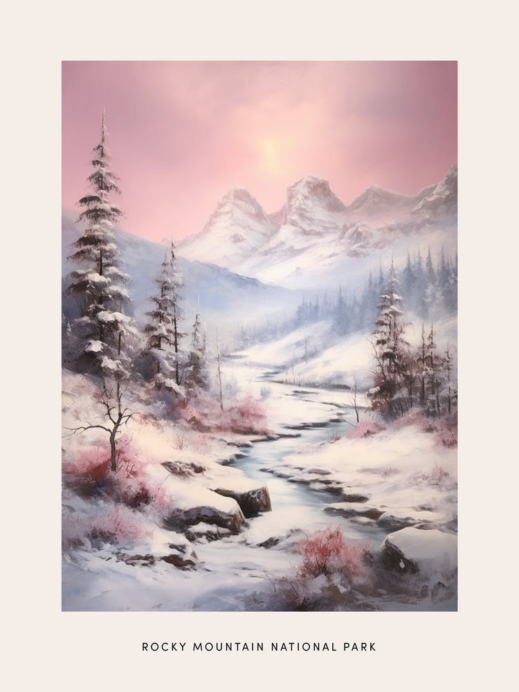Dreamy Winter National Park Poster  Rocky Mountain National Park United States 3