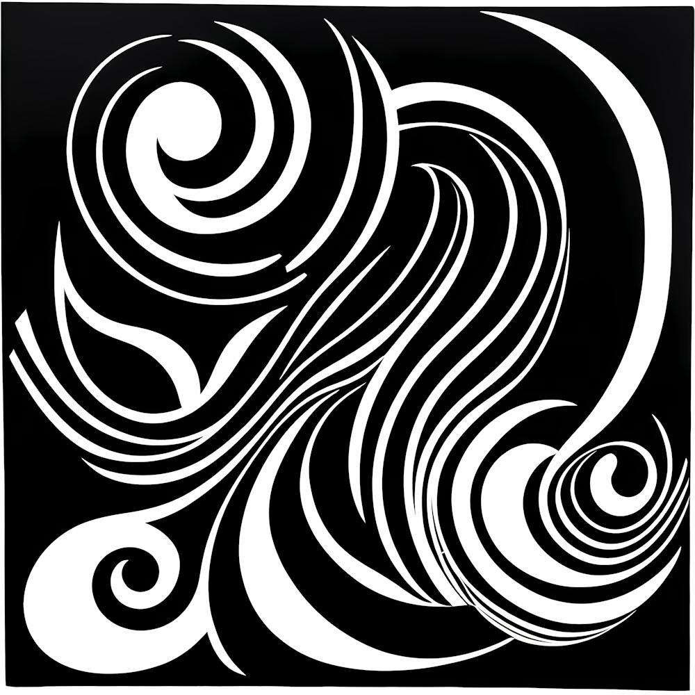 Mid Century Inspired Linocut, Abstract Black And White , 104