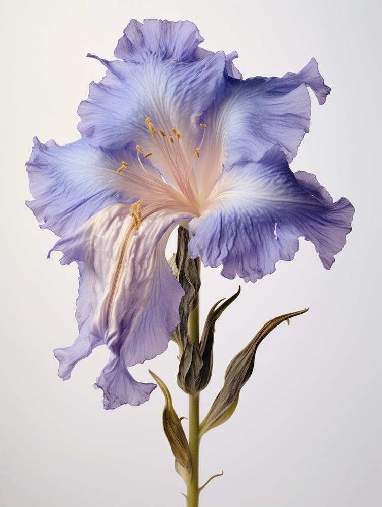 Pressed Wildflower Botanical Art Fringed Gentian 1