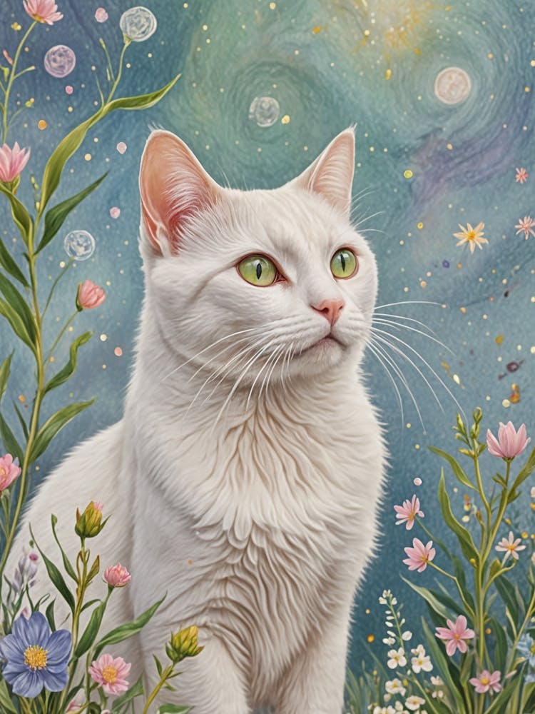Green Eyed White Cat no1