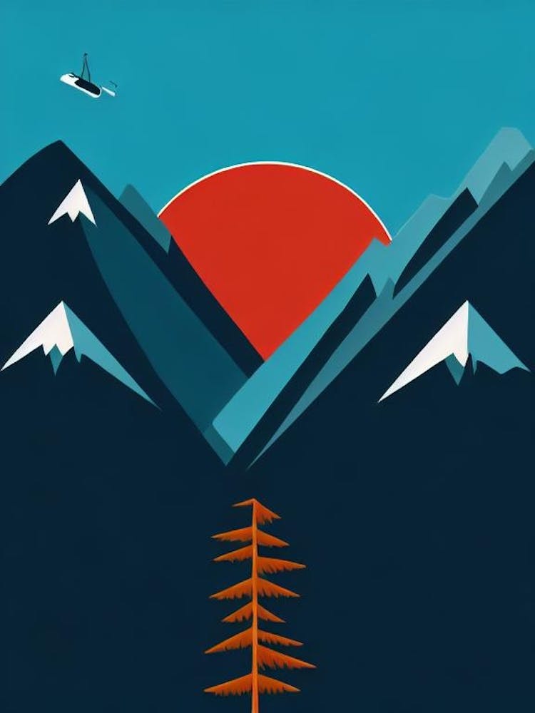 El Tarter, Andorra Modern Illustration Skiing Poster