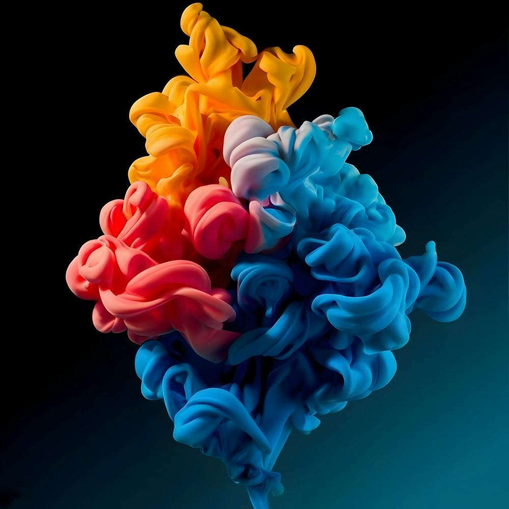 Abstract Long Cloud Of Colourful Smoke On A Blue (3) (1)