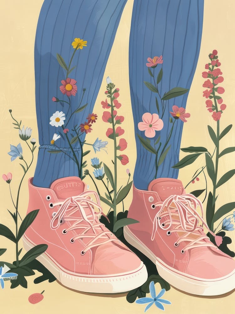 Pink Sneakers And Flowers 1