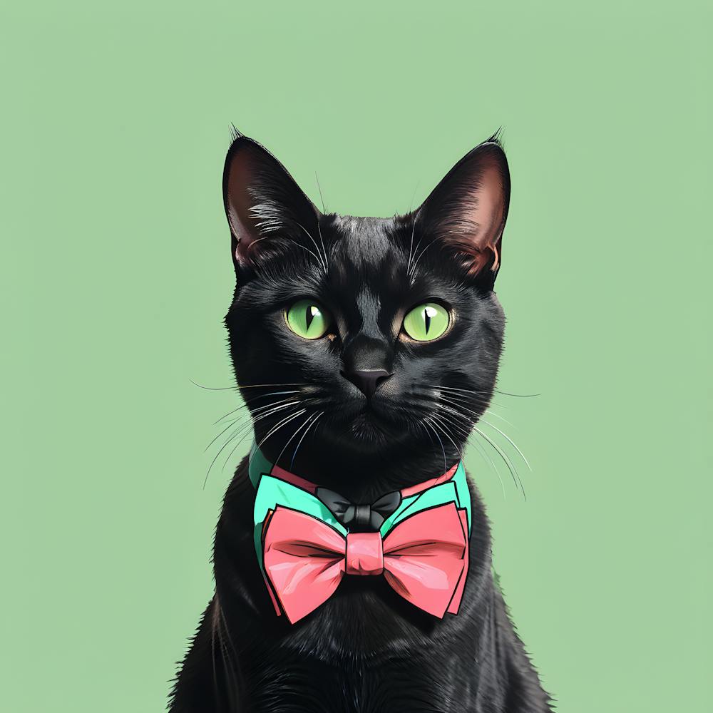 Black Cat With Bow Tie - AI