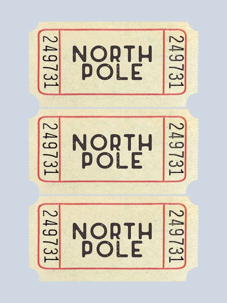 Blue North Pole Christmas Ticket