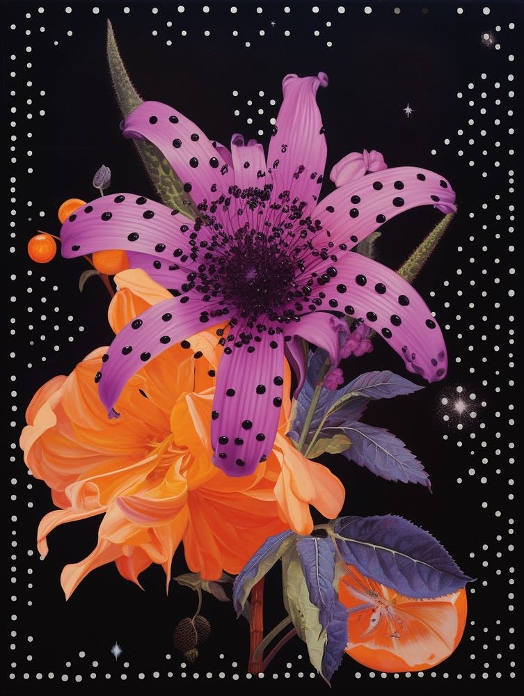 Surreal Florals Lilac 4 Flower Painting