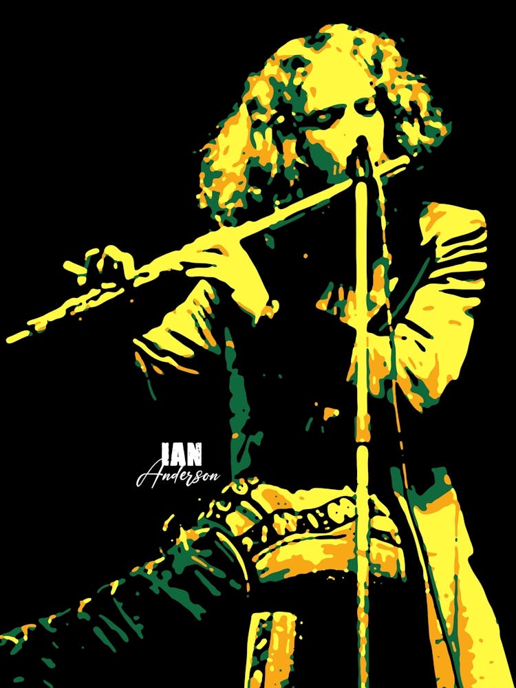 Ian Anderson British Rock Musician Legend in Pop Art Illustration 1