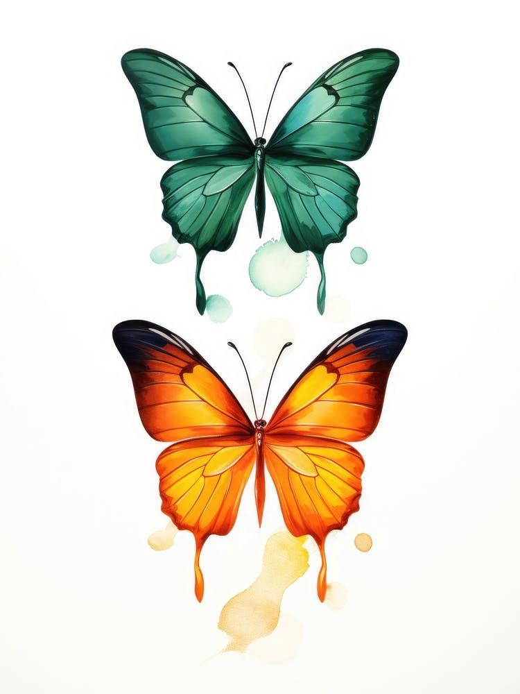 Watercolor Butterflies Isolated On White Background 1