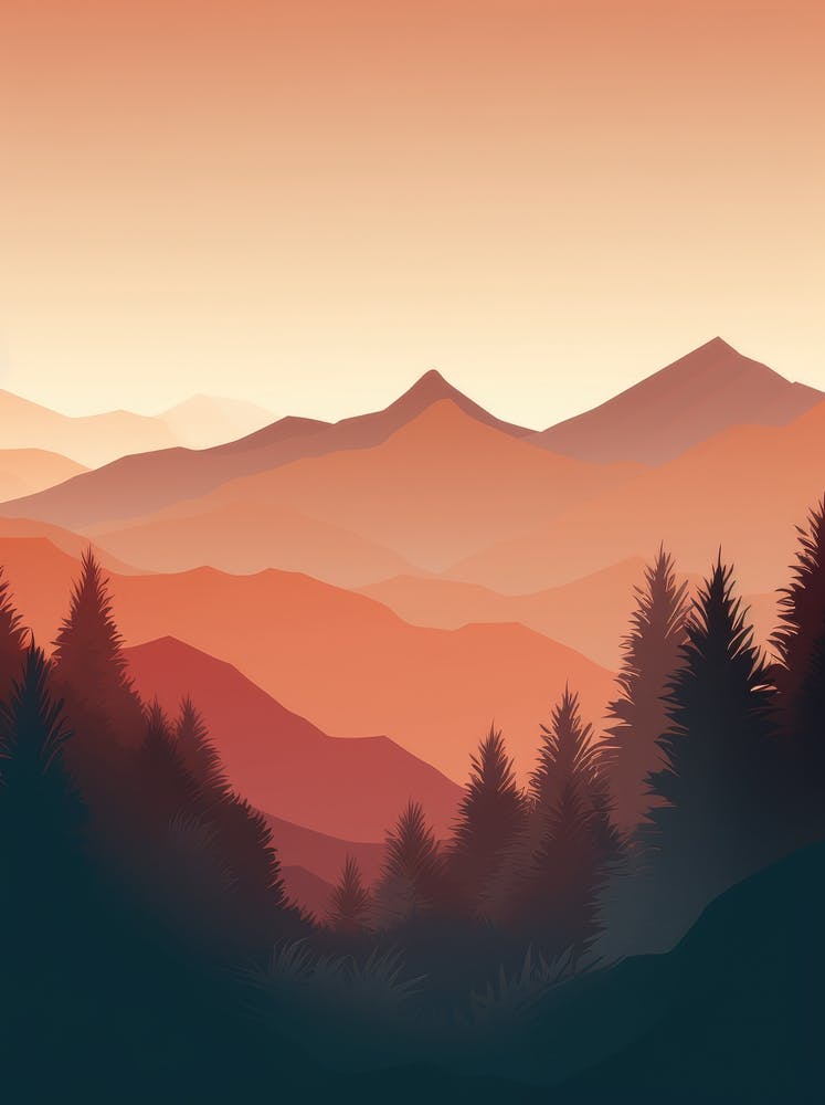 Paysage de Montagne au Coucher du Soleil