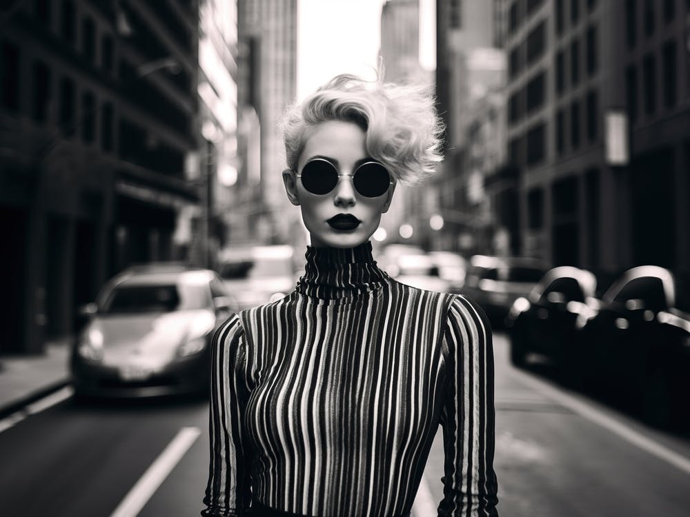 Black And White Street Portrait of Woman