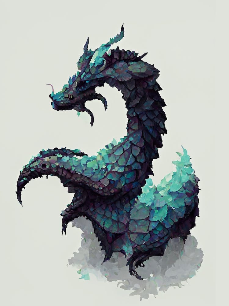 Green Blue And Black Dragon