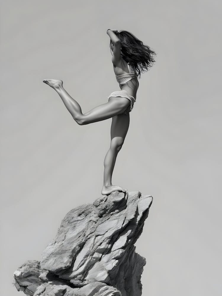 Woman On Top Of A Rock