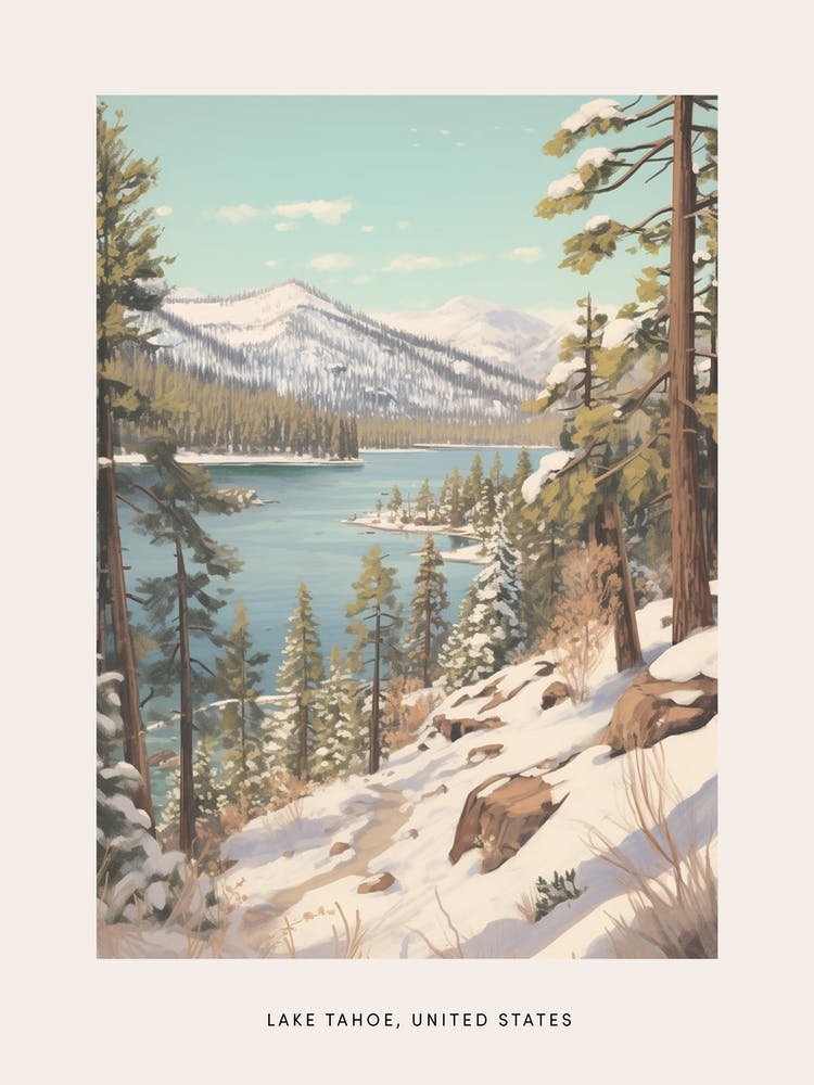 Vintage Winterposter Lake Tahoe Usa 1