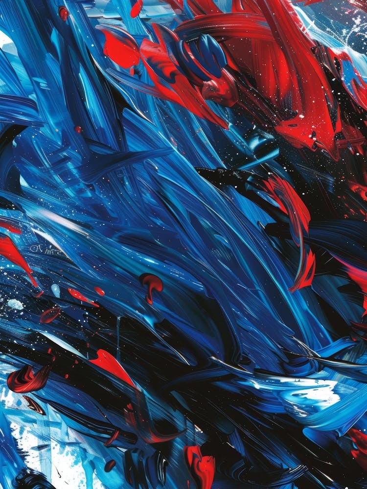 Abstract Painting, Blue And Red