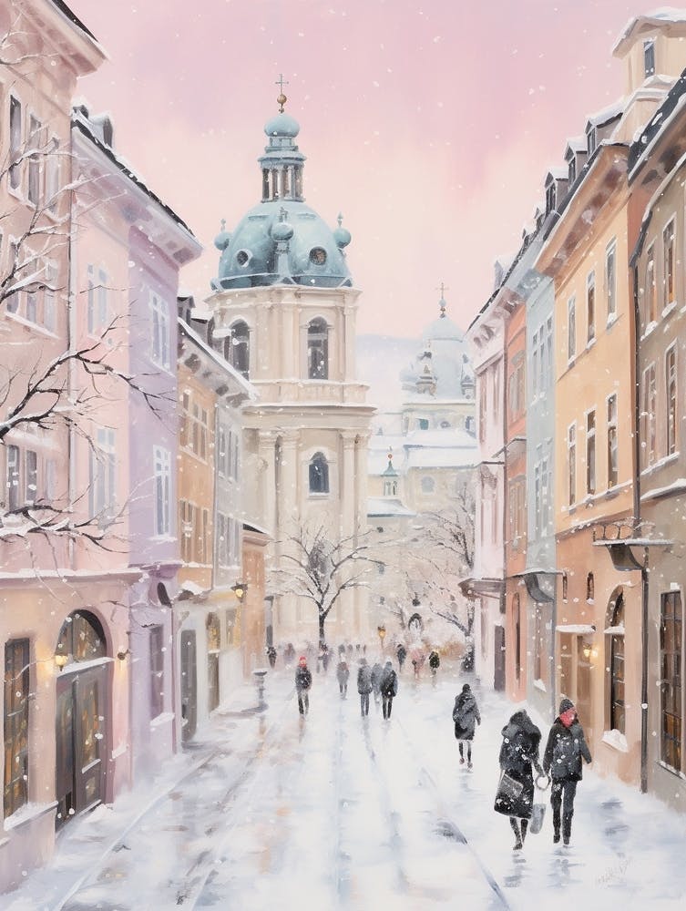 Dreamy Winter Painting Vienna Austria 4