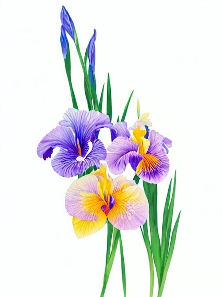 Iris Watercolour Flower