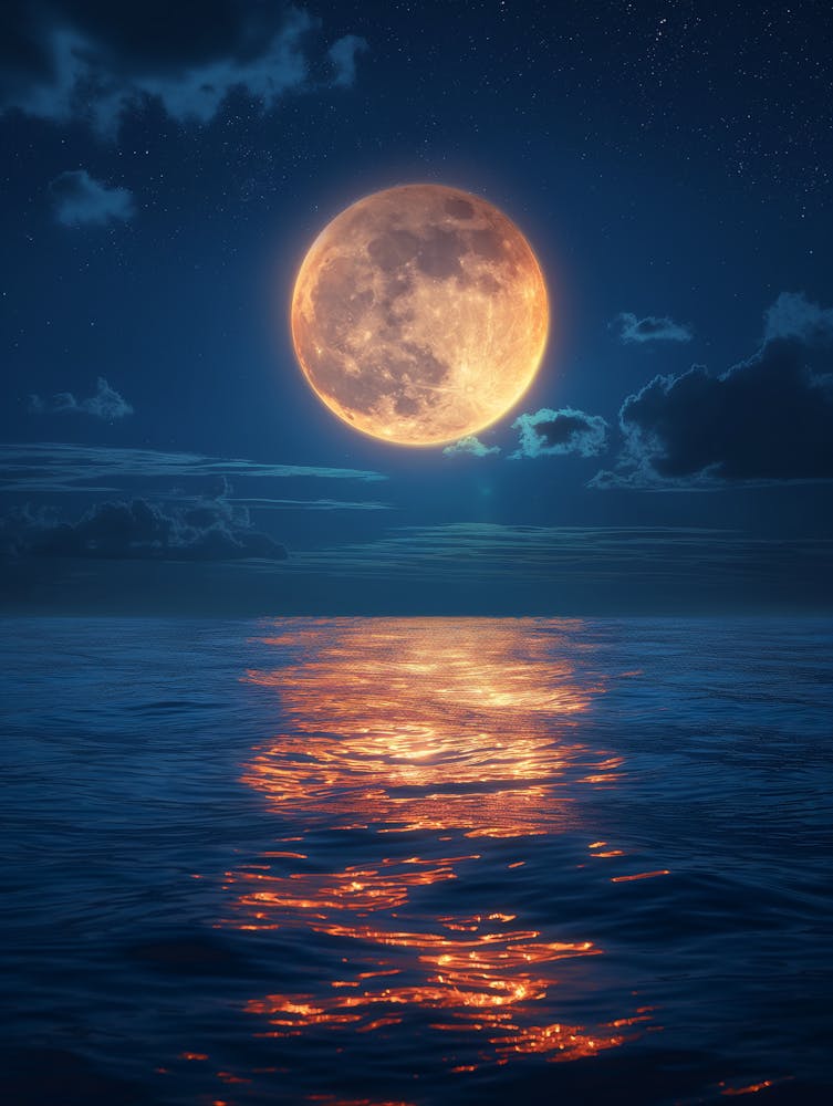 Full Moon Over The Ocean