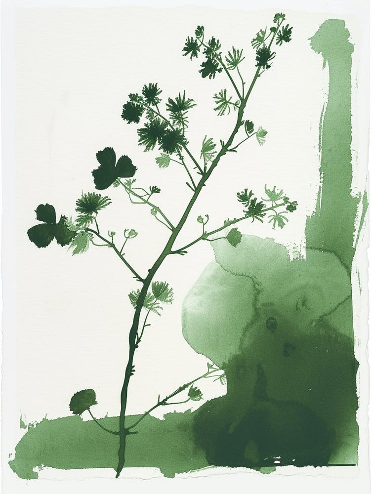 Green Ink Painting Of A Mountain Spleenwort 1