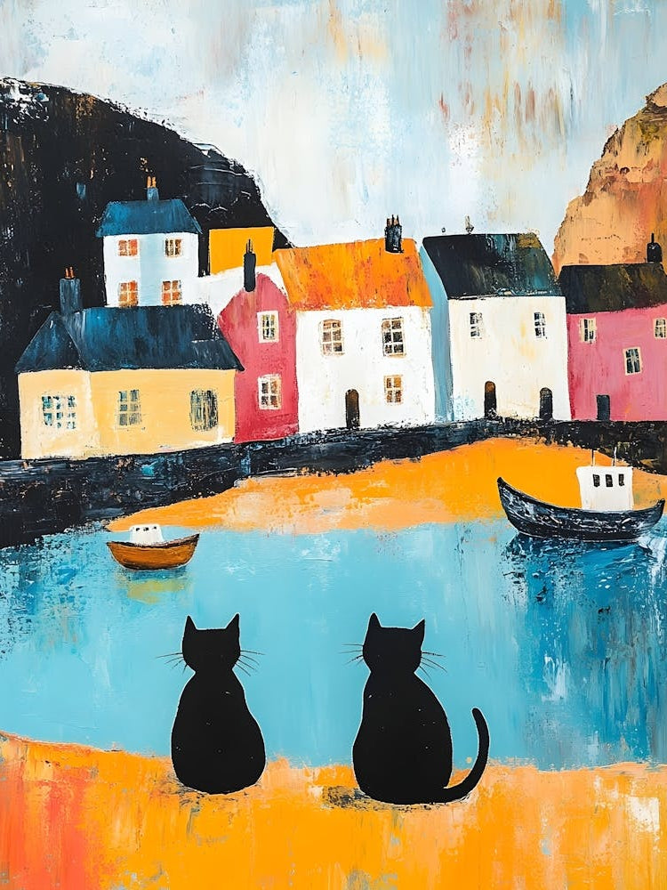Irish Fishing Village With Cats 3