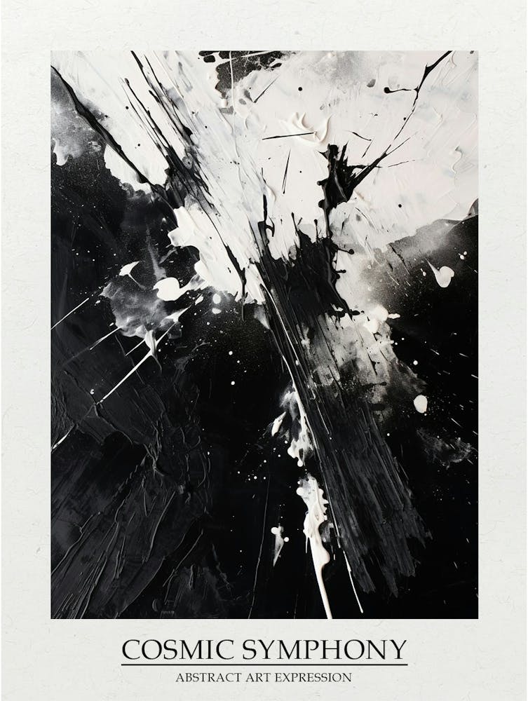 Cosmic Symphony Abstract Black And White 3 Poster