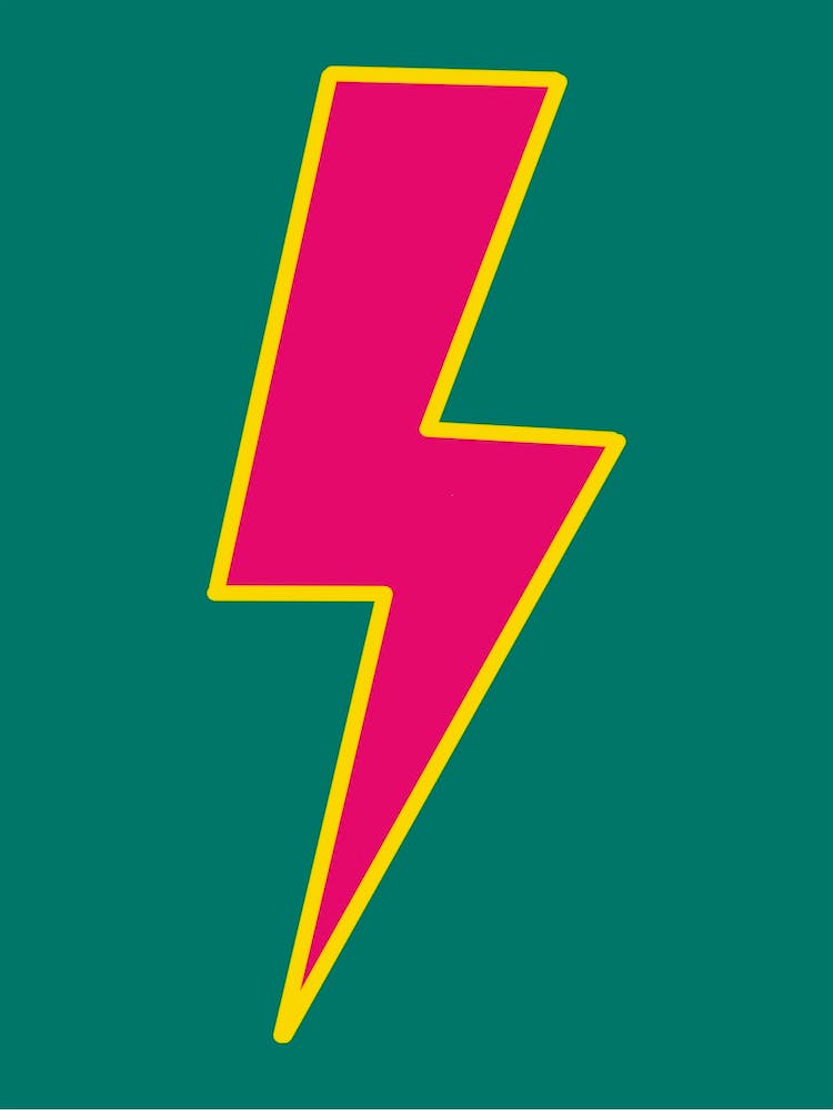 Pink, Yellow & Green Lightning Bolt