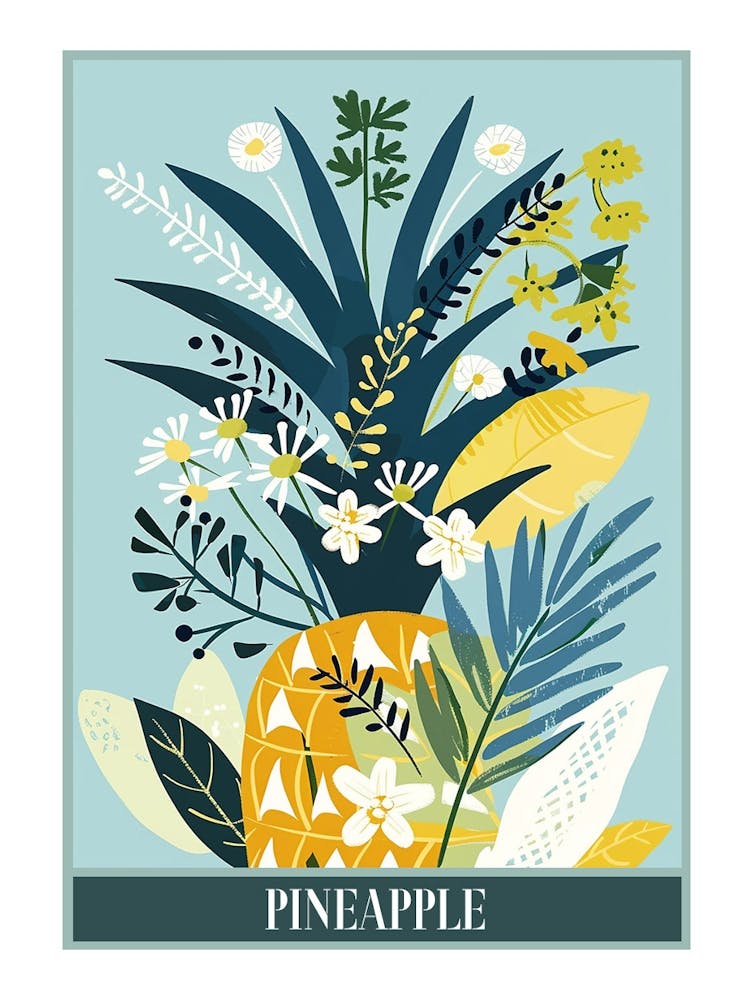 Pineapple Tree Illustration Flat 2 Poster