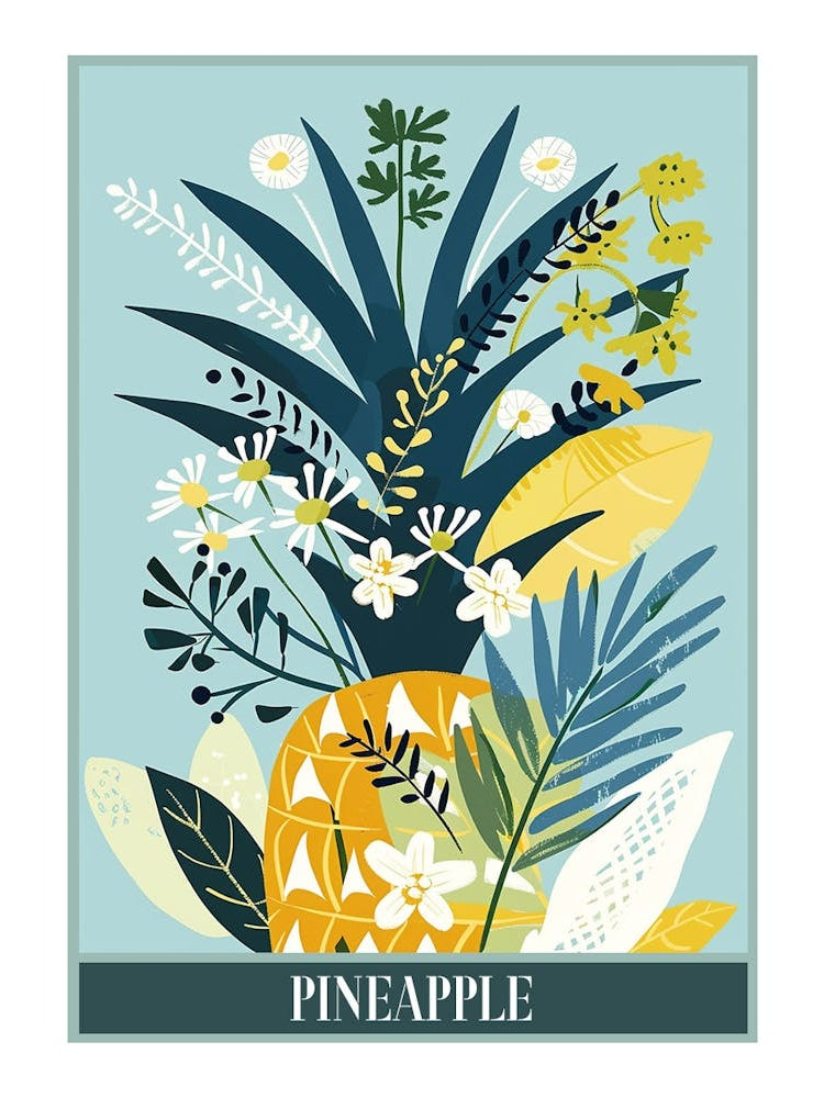 Pineapple Tree Illustration Flat 2 Poster