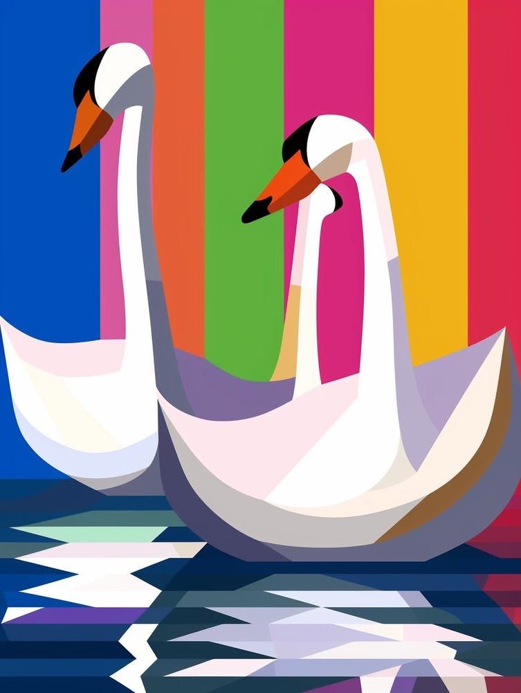 Swans Abstract Pop Art 3
