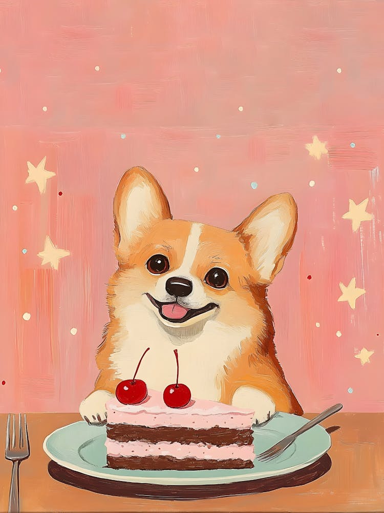 Corgi Dog With Cake
