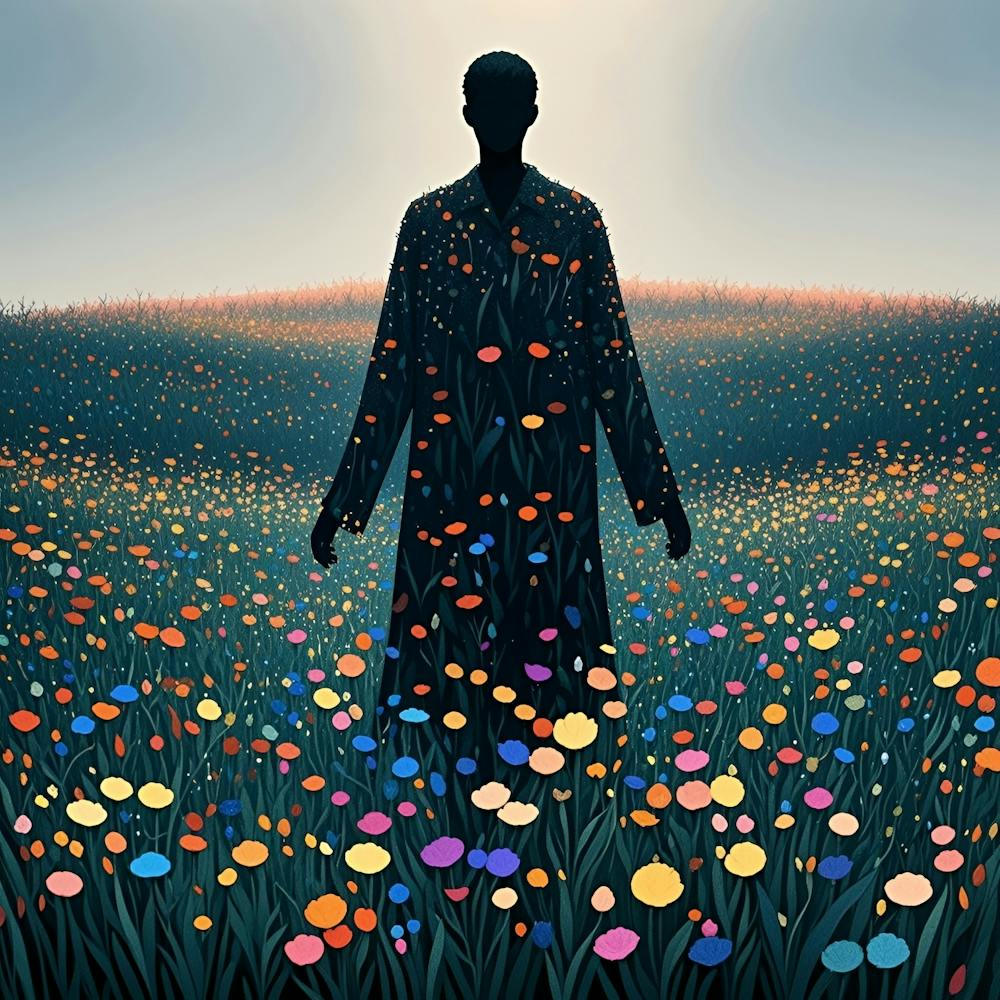 Man In A Field Of Flowers 1