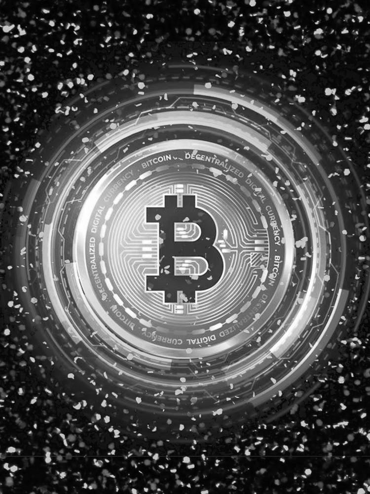 Bitcoin Symbol On A Black Background