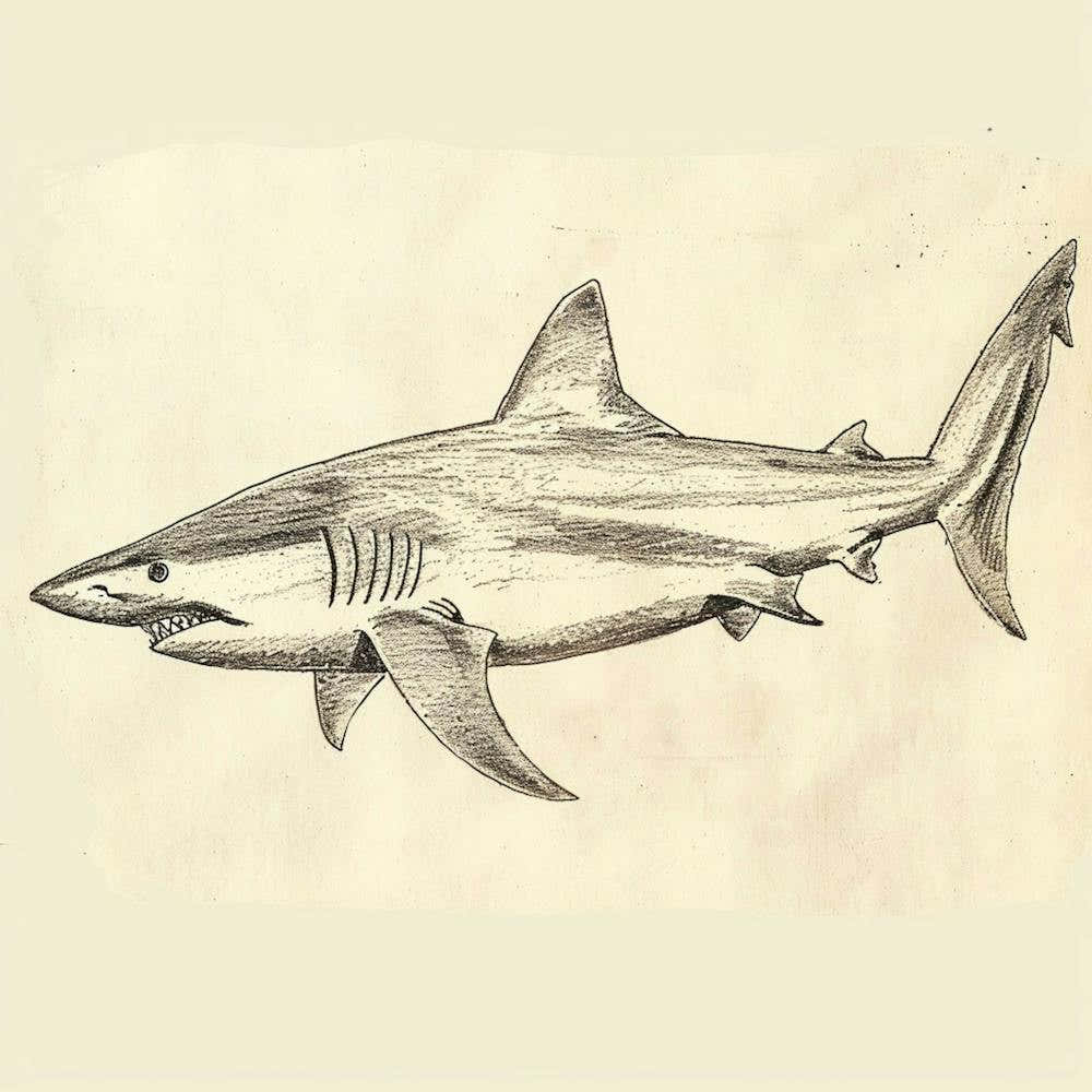 Vintage Shark Pencil Illustration 3