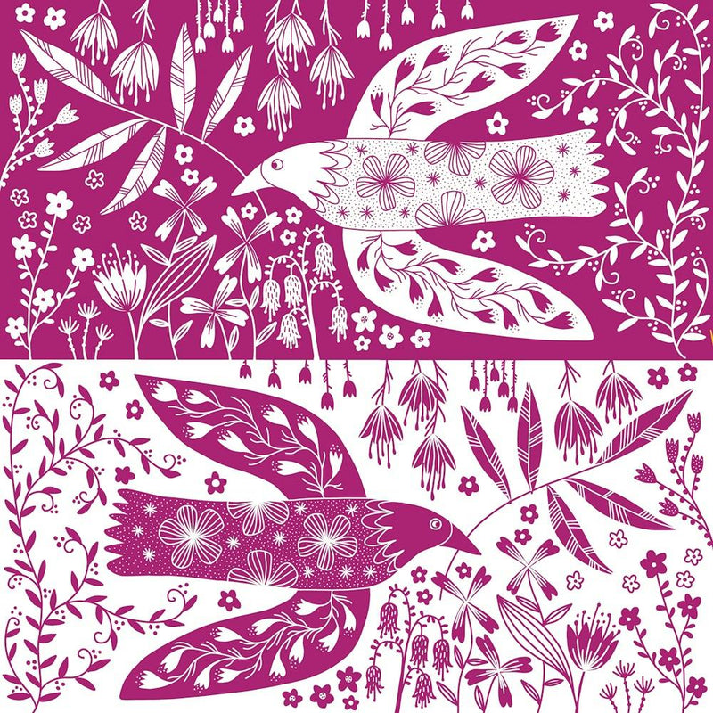 Peace Doves And Flowers Magenta Pink