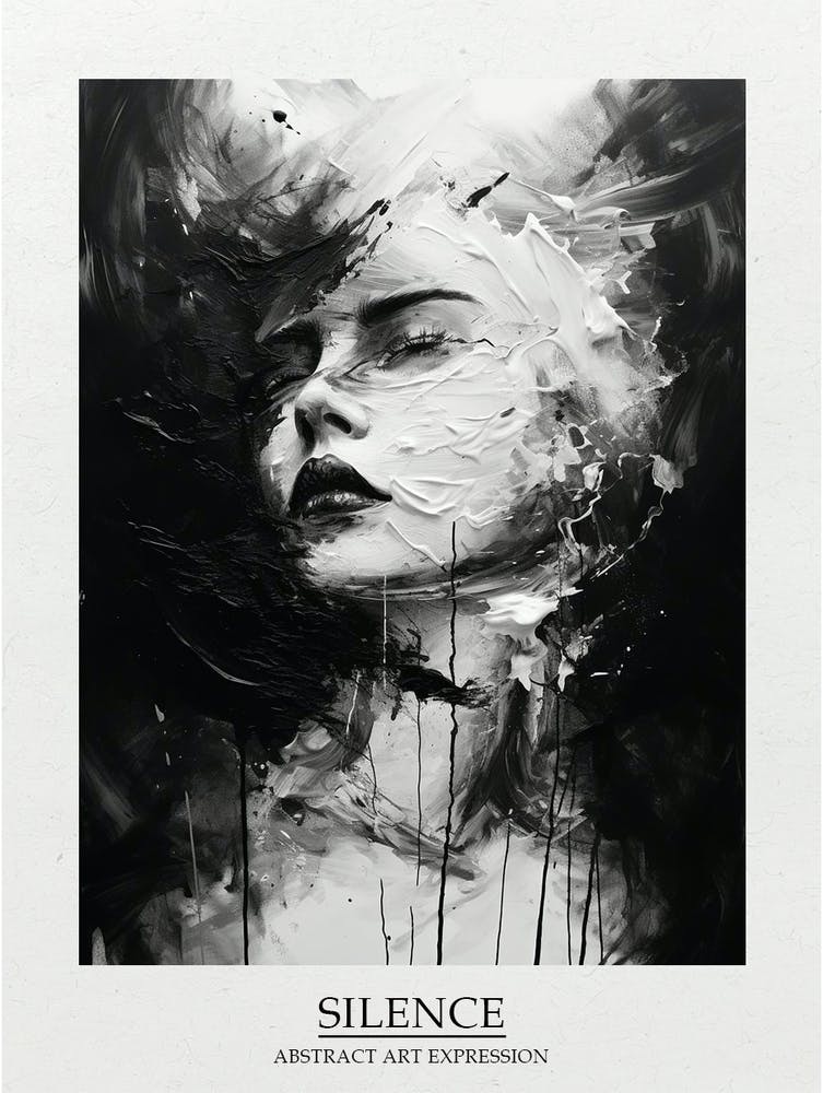 Silence Abstract Black And White 13 Poster