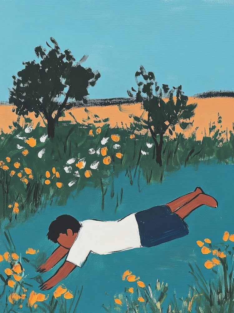 Boy Laying In The Grass