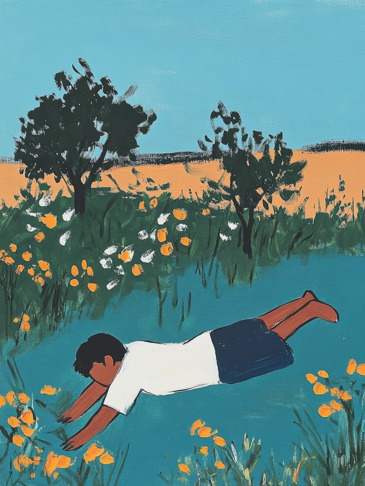Boy Laying In The Grass