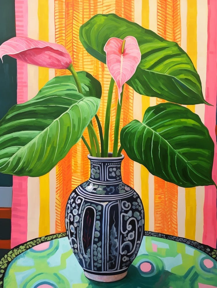 Flowers In A Vase Still Life Painting Flamingo Flower 4