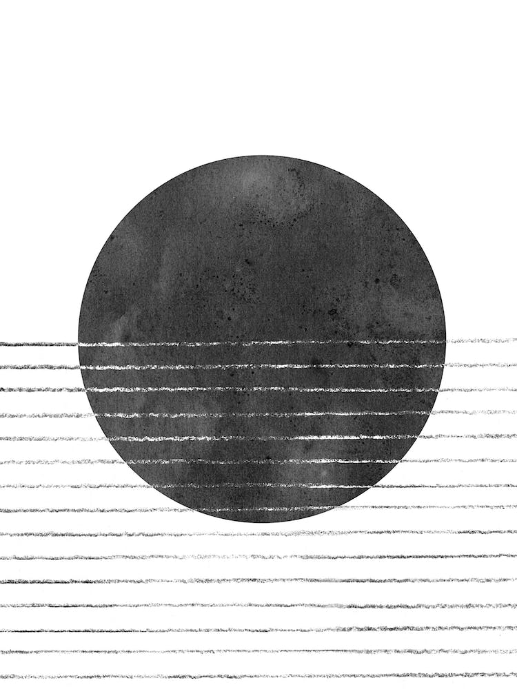 Black sun, abstract sea