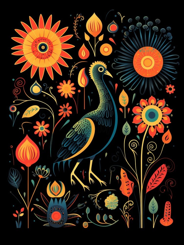 Folk Bird Illustration Kiwi 1