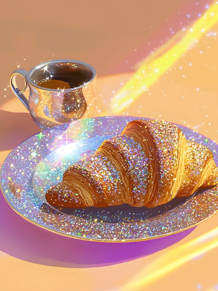 Croissant And A Cup Of Coffee