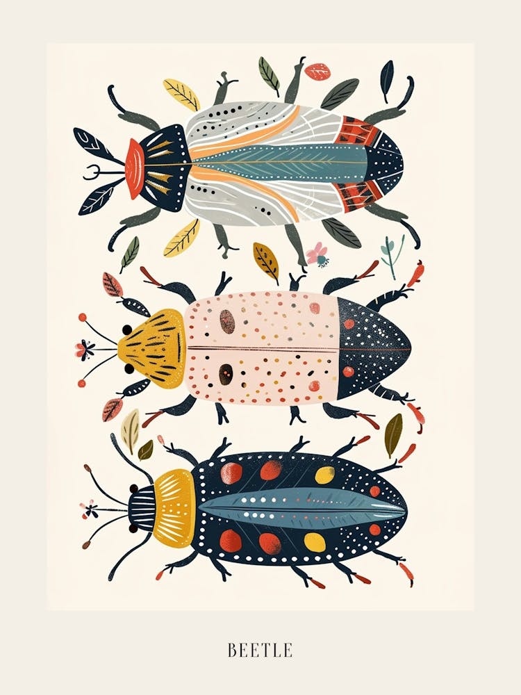 Colourful Insect Illustration Beetle 14 Poster