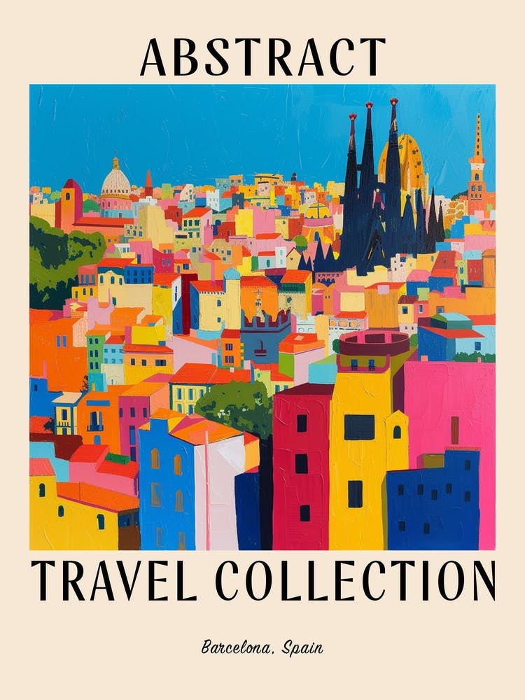 Abstract Travel Collection Poster Barcelona Spain 4