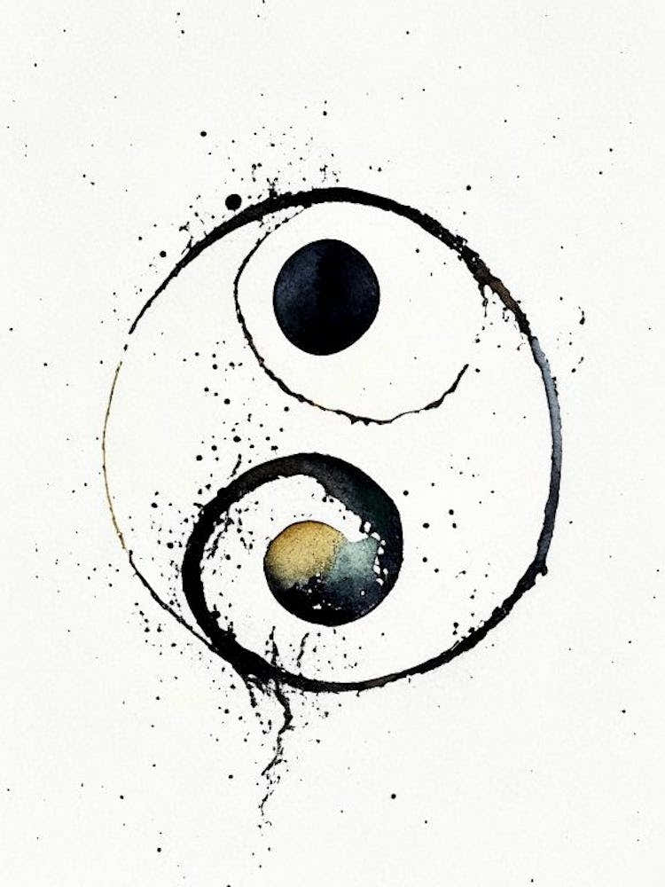 Yin Yang Symbol Minimal Watercolour
