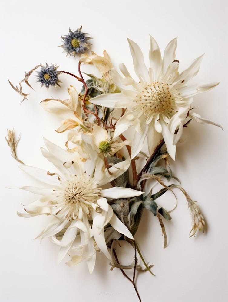 Pressed Flower Botanical Art Edelweiss 1