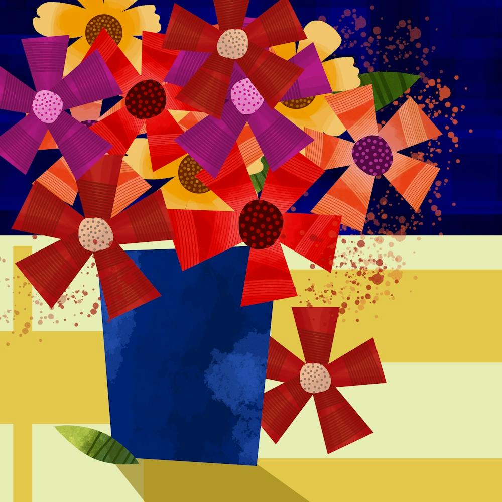 Blue Vase of Flowers