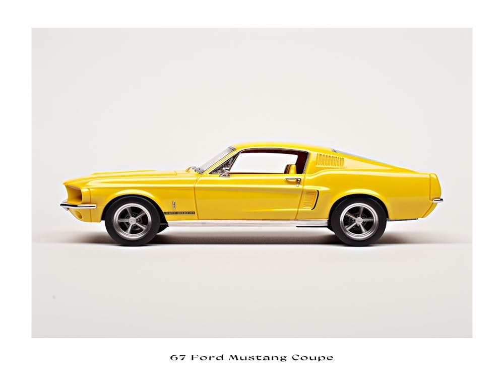Toy Car 67 Ford Mustang Coupe Yellow Poster